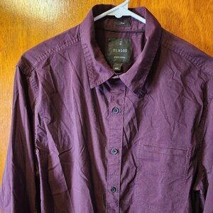 Men's Large 01.ALGO Plum Slim Fit Stretch Long Sleeve Button Down Shirt